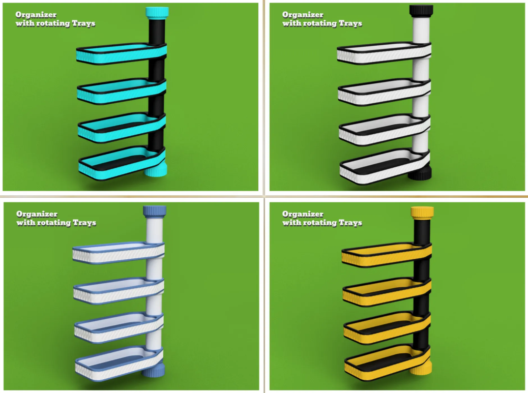Organizer With Rotating Trays — 3D printed by Moon Studio 3D